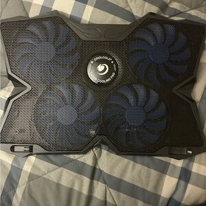 Laptop Cooling Pad with Blue LED Fans - Black